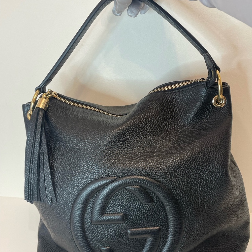 Gucci Black Hobo Bag with Gold Hardware